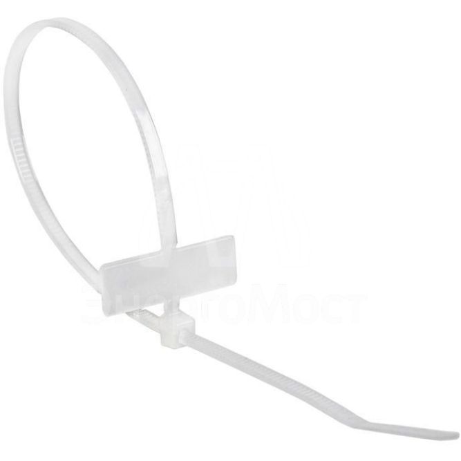 Хомут кабельный 2.5х200 нейл. под маркер бел. (уп.100шт) Rexant 07-0206