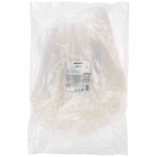 Хомут кабельный 2.5х200 нейл. под маркер бел. (уп.100шт) Rexant 07-0206