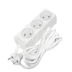 Удлинитель 3х3м без заземл. 10А IP20 2.2кВт ПВС 2х0.75 бел. DOMTOK 2371