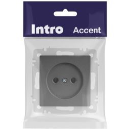 Розетка 1-м СП Accent 6-201-07 16А IP20 250В 2P графит Intro Б0063669