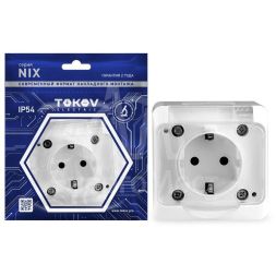 Розетка 1-м ОП Nix 16А IP54 250В с заземл. с прозр. крышкой бел. TOKOV ELECTRIC TKE-NX-R1Z-C01T-IP54