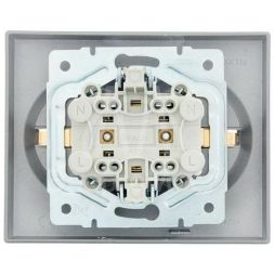 Розетка 2-м СП VESNA с заземл. со шторками ПБТ платина LEZARD 742-3500-178B