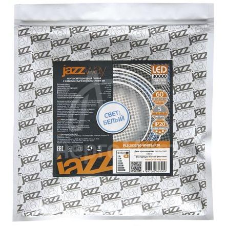 Лента светодиодная PLS 2835/120-12V-W 12Вт/м IP20 бел. свет (уп.5м) JazzWay 2859051