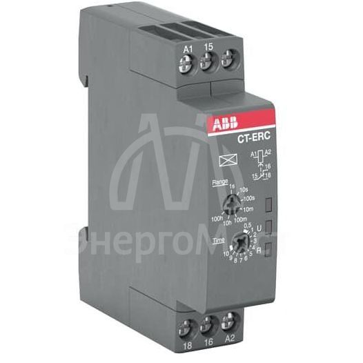 Реле времени CT-ERC.12 компактное (задержка при включ.) 24-48B DC 24-240B AC (7 диапазонов времени 005с...100ч) 1ПК ABB 1SVR508100R0000