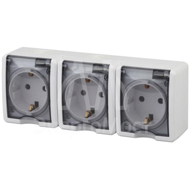 Розетка ОП 11-2406-01 3х2P+E IP54 шторки 16АХ-250В Эксперт бел. ЭРА Б0020722