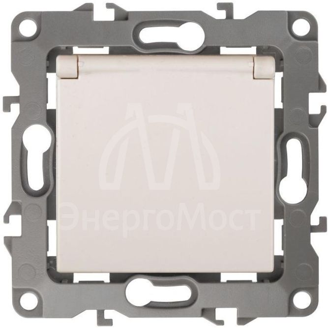 Механизм розетки 1-м СП Эра12 12-2103-02 16А IP20 16AX 250В 2P+E Schuko защ. шторки с крышкой сл. кость Эра Б0014694