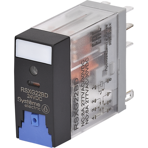 Реле 8А 2перекл. 24В DC тест кнопка LED SE RSXG22BD