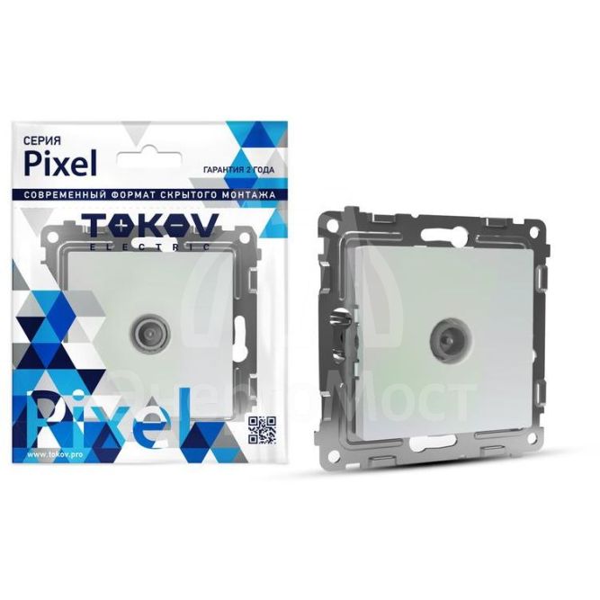 Розетка TV оконечная СП Pixel 1DB механизм перламутр. TOKOV ELECTRIC TKE-PX-A1O-C04