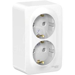 Розетка 2-м ОП BLANCA 16А 250В защ. шторки с заземл. бел. SchE BLNRA011201