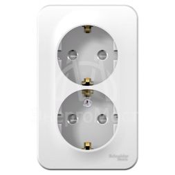 Розетка 2-м ОП BLANCA 16А 250В защ. шторки с заземл. бел. SchE BLNRA011201