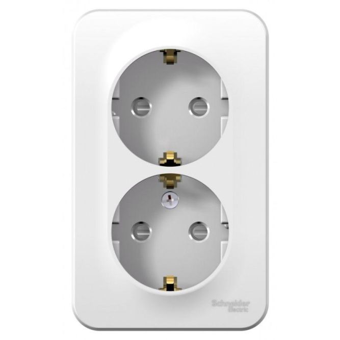 Розетка 2-м ОП BLANCA 16А 250В защ. шторки с заземл. бел. SchE BLNRA011201