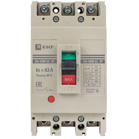 Выключатель автоматический 3п 63/63А 25кА ВА-99М PROxima EKF mccb99-63-63m
