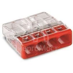 Клемма 4х(0.5-2.5мм) 4-х проводн. для распред. короб. (без п) WAGO 2273-204