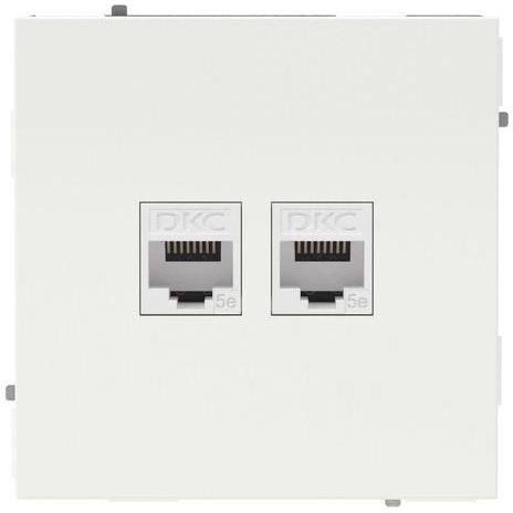 Розетка компьютерная 2-м KANT RJ45 кат.5E без шторки бел. магнолия DKC 7000664