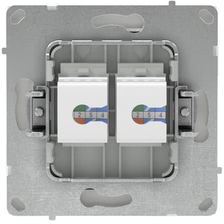 Розетка компьютерная 2-м KANT RJ45 кат.5E без шторки бел. магнолия DKC 7000664