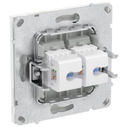 Розетка компьютерная 2-м KANT RJ45 кат.5E без шторки бел. магнолия DKC 7000664