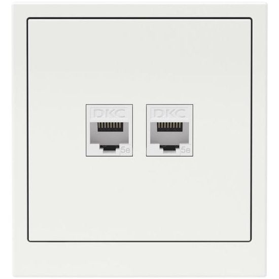 Розетка компьютерная 2-м KANT RJ45 кат.5E без шторки бел. магнолия DKC 7000664