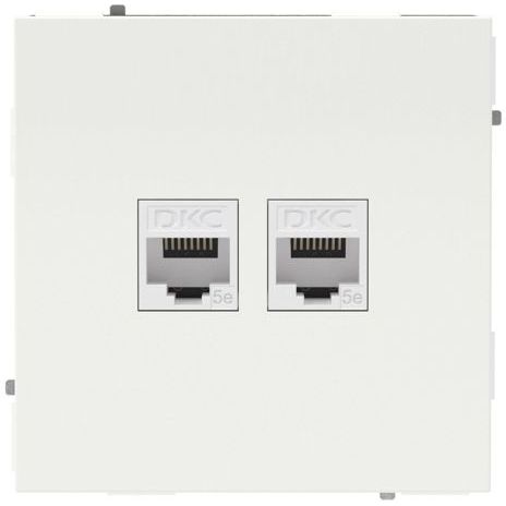 Розетка компьютерная 2-м KANT RJ45 кат.5E без шторки бел. магнолия DKC 7000664