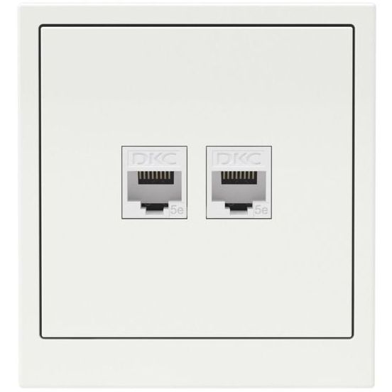Розетка компьютерная 2-м KANT RJ45 кат.5E без шторки бел. магнолия DKC 7000664
