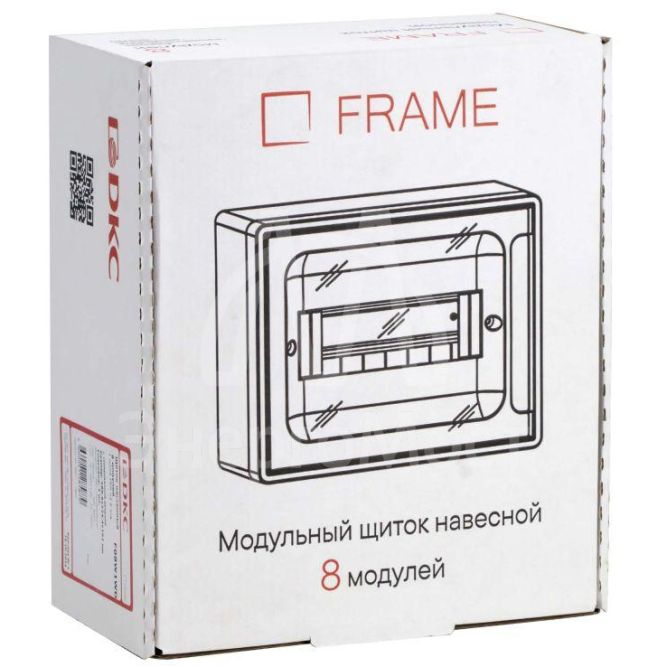 Щиток 8 мод. настенный FRAME с тонированной дверцей с 2 шинами PEN на 6 и 8 отв. бел. DKC F08W1WD