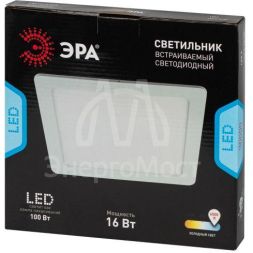 Светильник светодиодный LED 2-16-6K 16Вт 6500К встраив. квадратный ЭРА Б0058405