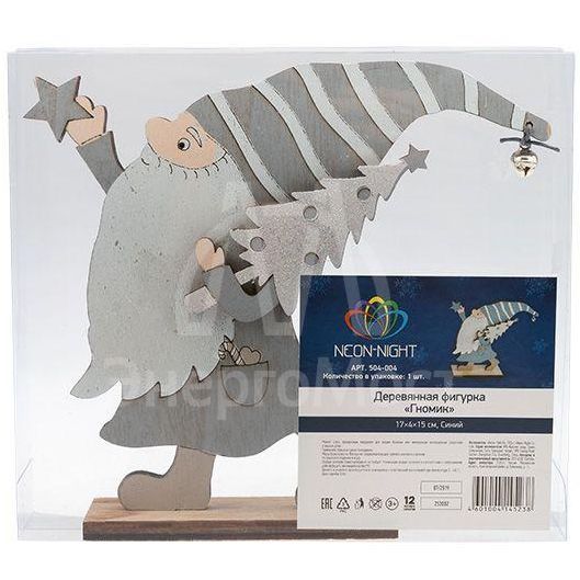 Фигура деревянная &amp;quot;Гномик&amp;quot; 17х4х15см NEON-NIGHT 504-004