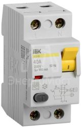 Выключатель дифференциального тока (УЗО) 2п 40А 300мА тип AC ВД1-63 IEK MDV10-2-040-300