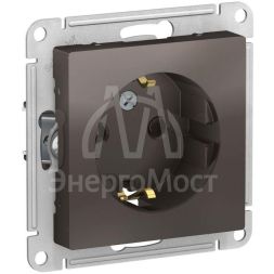 Механизм розетки 1-м СП AtlasDesign 16А с заземл. защ. шторки мокко SchE ATN000645