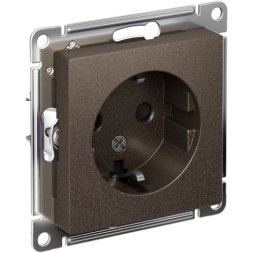 Механизм розетки 1-м СП AtlasDesign 16А с заземл. защ. шторки мокко SchE ATN000645
