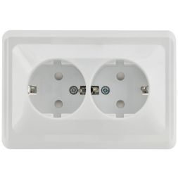 Розетка 2-м СП Вега РСш12-3-ВБ с заземл. контактом и защ. штор 16А бел. IEK ERV24-K01-16-DM