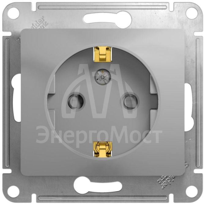 Механизм розетки 1-м СП Glossa 16А защ. шторки с заземл. алюм. SchE GSL000345