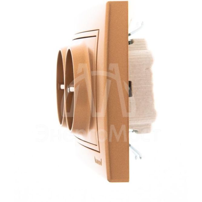 Розетка 2-м СП Мира керам. с заземл. метал. зол. LEZARD 701-1313-127