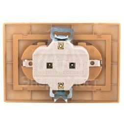 Розетка 2-м СП Мира керам. с заземл. метал. зол. LEZARD 701-1313-127