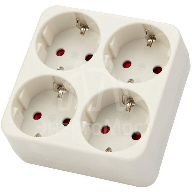 Разветвитель 4-м с заземл. 16А IP20 бел. Rexant 11-1073