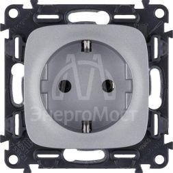 Механизм розетки 1-м СП Valena Allure 16А IP2X 250В 2К+З с лиц. панелью безвинт. зажимы алюм. Leg 753921