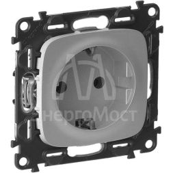 Механизм розетки 1-м СП Valena Allure 16А IP2X 250В 2К+З с лиц. панелью безвинт. зажимы алюм. Leg 753921