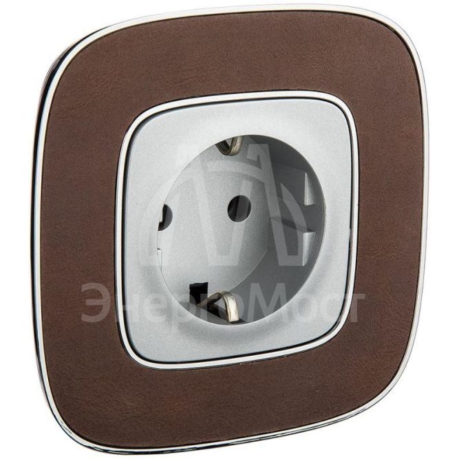 Механизм розетки 1-м СП Valena Allure 16А IP2X 250В 2К+З с лиц. панелью безвинт. зажимы алюм. Leg 753921