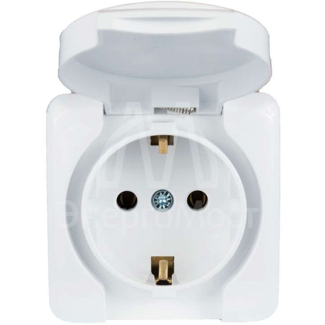 Розетка 1-м ОП с крышкой VIOLA с заземл. бел. LEZARD 751-0200-123