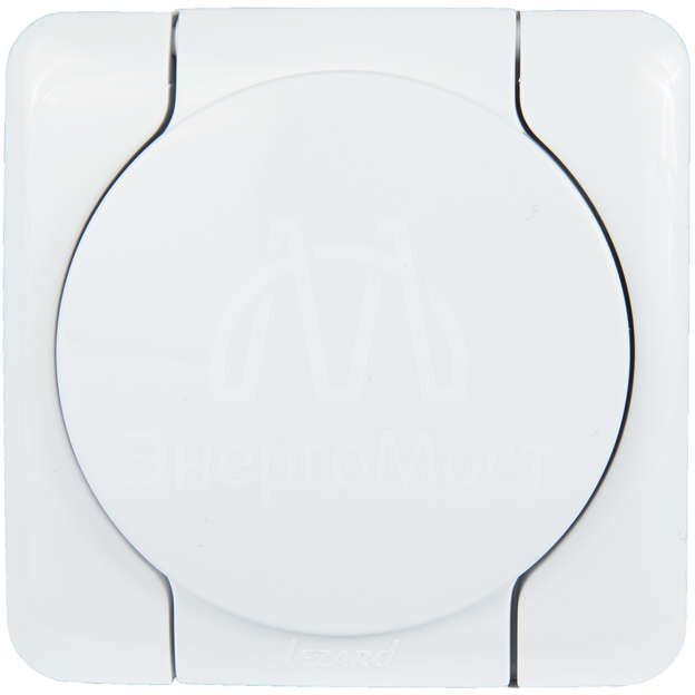 Розетка 1-м ОП с крышкой VIOLA с заземл. бел. LEZARD 751-0200-123