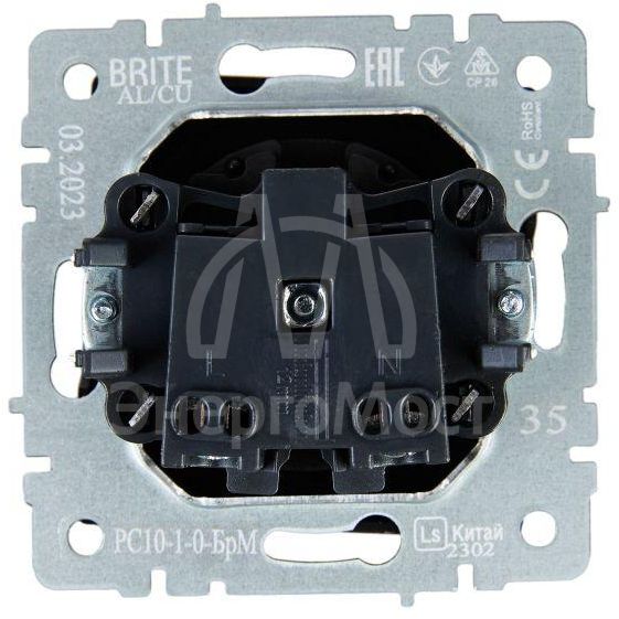 Розетка 1-м СП BRITE РС10-1-0-БрМ 10А без заземл. без защ. шторок маренго IEK BR-R10-10-K35