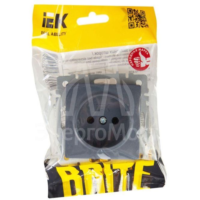 Розетка 1-м СП BRITE РС10-1-0-БрМ 10А без заземл. без защ. шторок маренго IEK BR-R10-10-K35