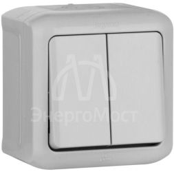 Выключатель 2-кл. ОП Quteo 10А IP44 250В 10AX сер. Leg 782332