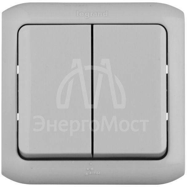 Выключатель 2-кл. ОП Quteo 10А IP44 250В 10AX сер. Leg 782332