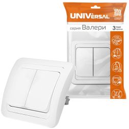 Выключатель 2-кл. СП Валери 10А IP20 бел. UNIVersal В0023