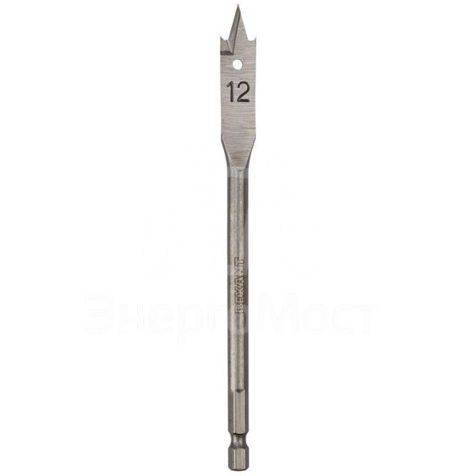 Сверло перовое по дереву 12мм (шестигранный хвостовик) Kranz KR-91-0663