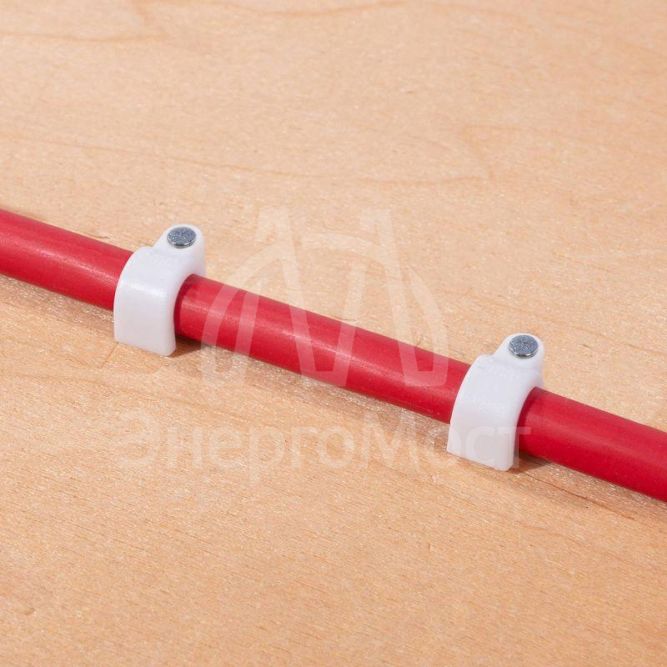 Скоба крепежная круглая с гвоздем СПК d6мм пластик. (уп.50шт) Fortisflex 49458