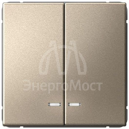 Выключатель 2-кл. ArtGallery (сх. 5а) 10AX с подсветкой механизм шампань SE GAL000553