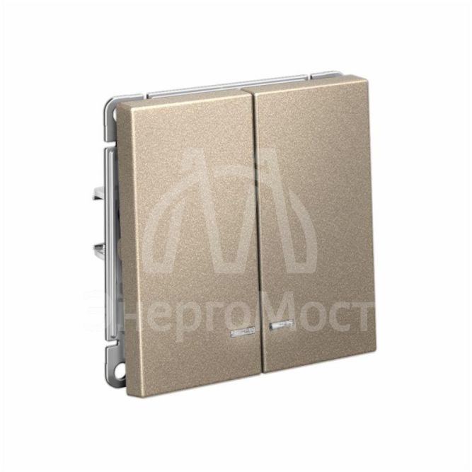 Выключатель 2-кл. ArtGallery (сх. 5а) 10AX с подсветкой механизм шампань SE GAL000553