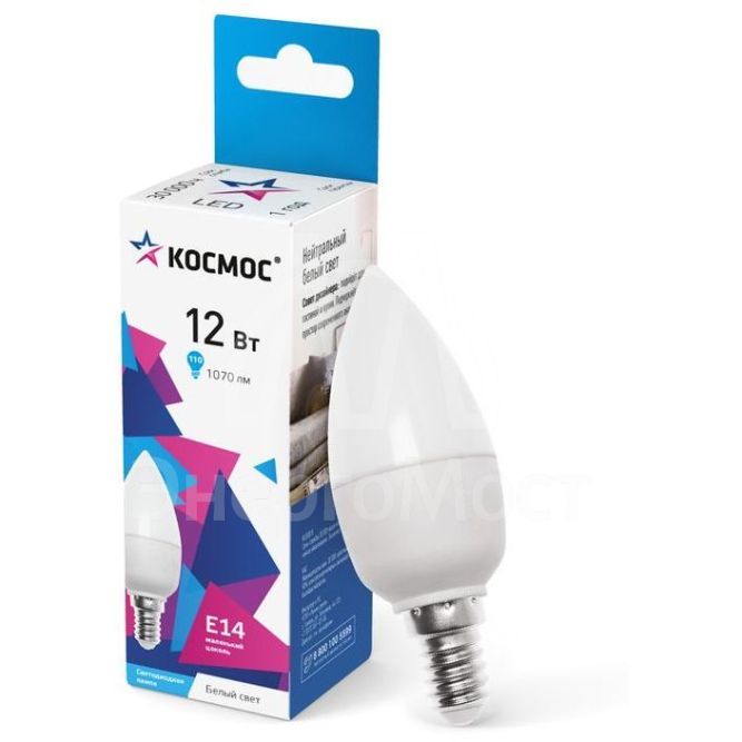 Лампа светодиодная CN 12Вт 4500К E14 1070лм 174-265В КОСМОС LkecLED12wCNE1445