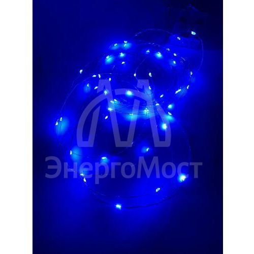 Гирлянда светодиодная &amp;quot;Нить&amp;quot; 5м 50LED син. свет АА ЭРА Б0047962